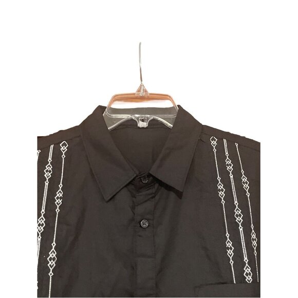 Mens Rockabilly Shirt Black Contrast White Stitching 2XL Hot Rod Bowling Swinger - Picture 3 of 7